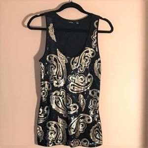 Apt. 9 Black and Gold Sequin Tank Top